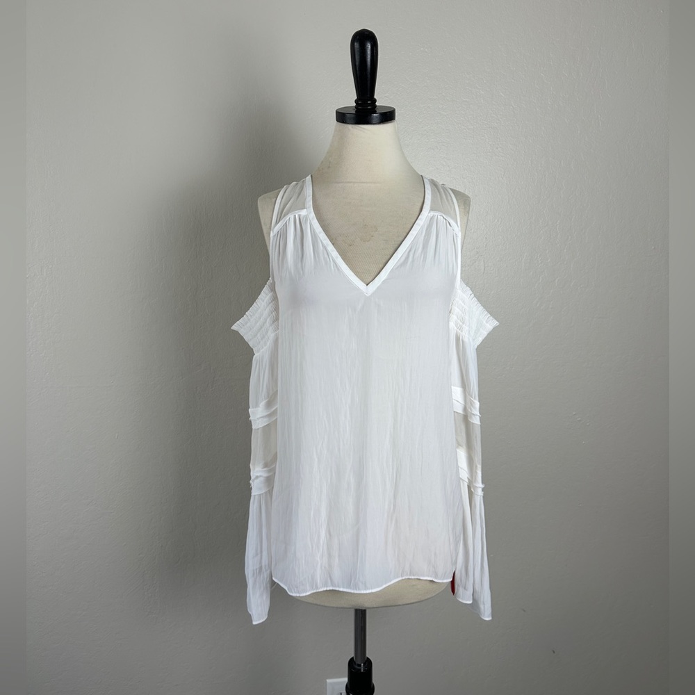 Ramy Brook Faretta Ivory White Cold Shoulder Blouse NWT Large